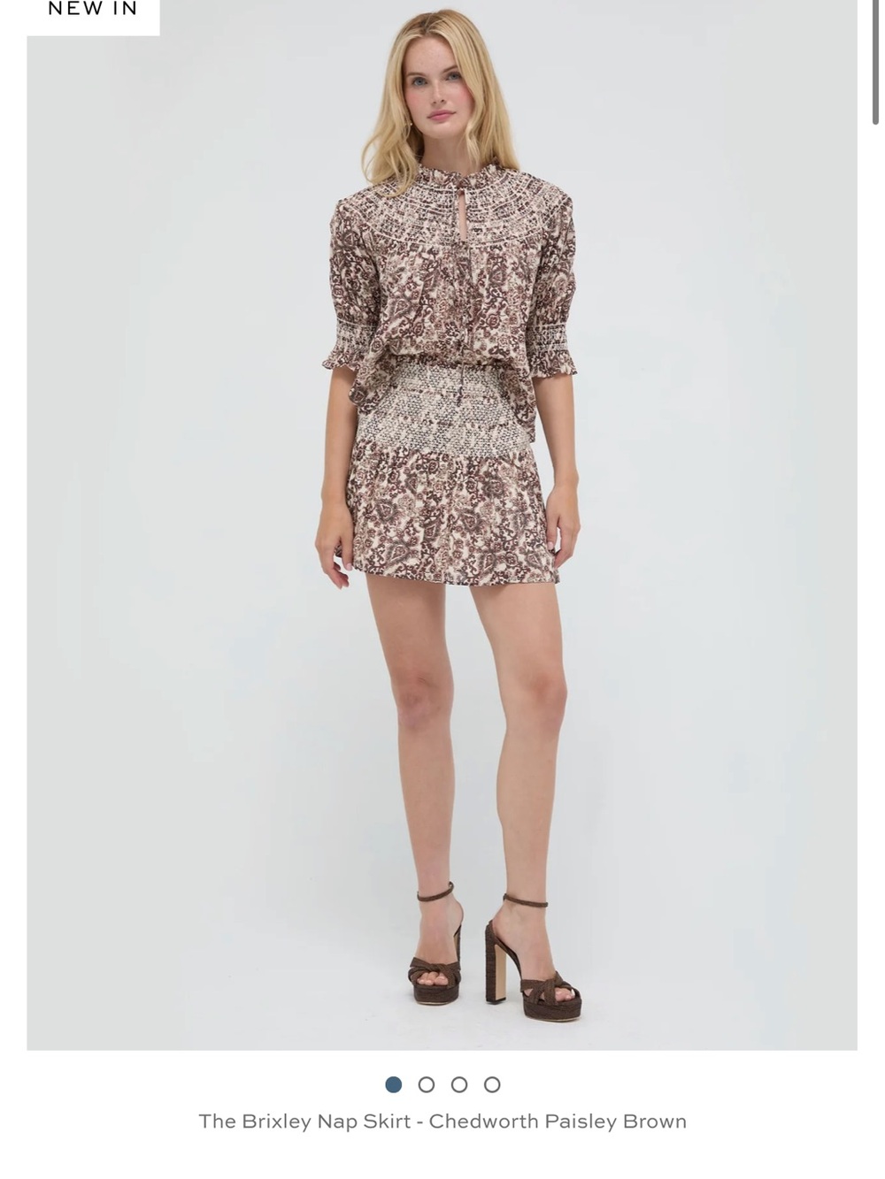 Hill House Brown Paisley Smocked Mini Skirt
